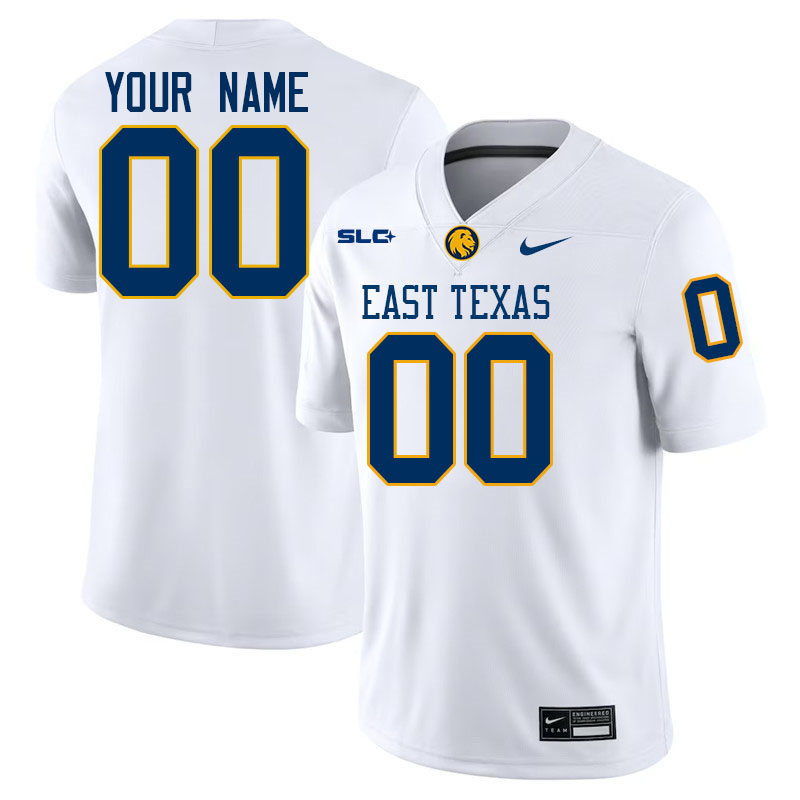 Custom East Texas A&M Lions Name And Number Football Jerseys-White